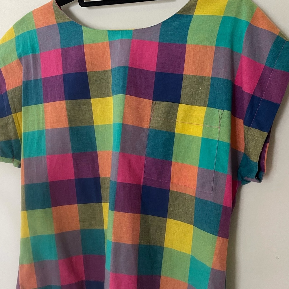 YMC Pastel Gingham Boatneck Tee